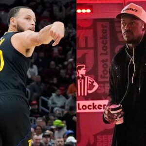 Stephen Curry (L) and Jimmy Butler (R)