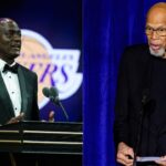 Michael Cooper (L) and Kareem Abdul-Jabbar (R)