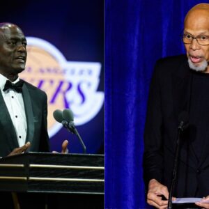 Michael Cooper (L) and Kareem Abdul-Jabbar (R)