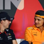 VERSTAPPEN Max (ned), Red Bull Racing RB20, portrait NORRIS Lando (gbr), McLaren F1 Team MCL38, portrait press conference, during the Formula 1 Gulf Air Bahrain Grand Prix 2024,