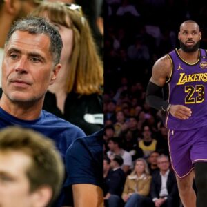Rob Pelinka (L), LeBron James (R)