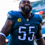 Philadelphia Eagles defensive end Brandon Graham (55) walks off the field after the victory over the Cincinnati Bengals at Paycor Stadium.