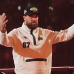 Feb 3, 2025; New Orleans, LA, USA; Kansas City Chiefs tight end Travis Kelce (87) waves to the crowd during Super Bowl LIX Opening Night at Ceasars Superdome.