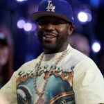 ; Floyd Mayweather Jr. during the 1st quarter of the Emirates NBA Cup championship game between the Oklahoma City Thunder and Milwaukee Bucks at T-Mobile Arena.