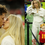 Feb 9, 2025; New Orleans, LA, USA; Brittany Mahomes and daughter Sterling Skye before Super Bowl LIX between the Philadelphia Eagles and the Kansas City Chiefs at Caesars Superdome. Mandatory Credit: Geoff Burke-Imagn Images