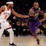 LeBron James NBA: Los Angeles Lakers at New York Knicks