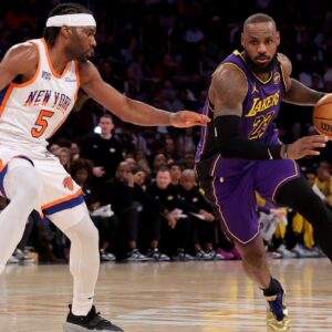 LeBron James NBA: Los Angeles Lakers at New York Knicks