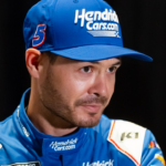 Feb 12, 2025; Daytona Beach, Florida, USA; NASCAR Cup Series driver Kyle Larson during Daytona 500 media day at Daytona International Speedway. Mandatory Credit: Mark J. Rebilas-Imagn Images