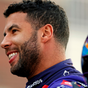 NASCAR Cup Series driver Bubba Wallace (23) looks on during practice for the Clash at Bowman Gray at Bowman Gray Stadium.