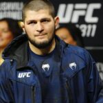 Khabib Nurmagomedov steps on the scale for the ceremonial weigh-in at Intercontinental Downtown Los Angeles for UFC 311 Makhachev vs Tsarukyan 2: Official Weigh-ins on January 17, 2025 in Los Angeles, CA, United States. ( PxImages) Los Angeles, Ca United States -