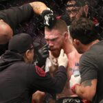 Paul Felder is looked at between rounds during UFC Fight Night Auckland at Spark Arena.