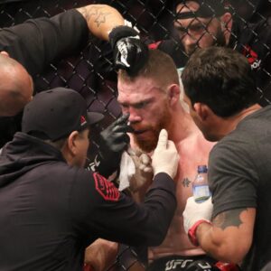Paul Felder is looked at between rounds during UFC Fight Night Auckland at Spark Arena.