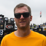 Former NASCAR driver Dale Earnhardt Jr. during practice for the Consumers Energy 400 at Michigan International Speedway.