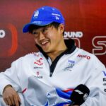 In the photo, the driver, Yuki Tsunoda 22, VISA CASH APP RB F1, during a press conference