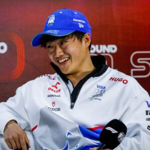 In the photo, the driver, Yuki Tsunoda 22, VISA CASH APP RB F1, during a press conference