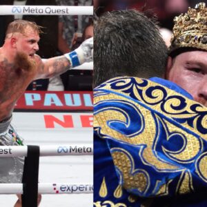Jake Paul (L), Canelo Alvarez (R)