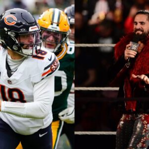 Caleb Williams and Seth Rollins