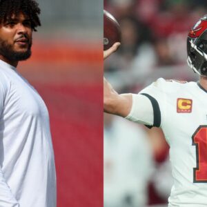 Tristan Wirfs and Tom Brady