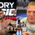 Alistair Overeem (L), Brock Lesnar (R)