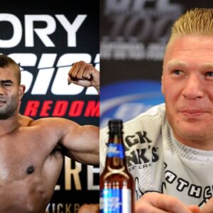 Alistair Overeem (L), Brock Lesnar (R)