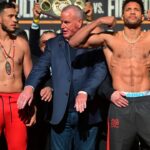 : DAVID BENAVIDEZ weighed at 174.2lbs and DAVID MORRELL weighed at 174.2lbs both ready for tomorrow nightÃ¢â‚¬â ¢s boxing fight for PBC Prime boxing at the Cosmopolitan in Las Vegas, Nevada Las Vegas USA - ZUMAo117 20250131_zsp_o117_058 Copyright: xMikaelxOnax