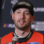 Chase Briscoe speaks to media members during the NASCAR Playoffs Media Day at the Charlotte Convention Center.
