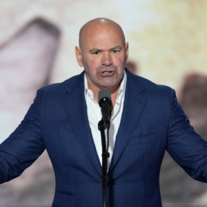 Dana White, CEO of Ultimate Fighting Championship introduces Republican presidential nominee Donald J. Trump during the final day of the Republican National Convention.