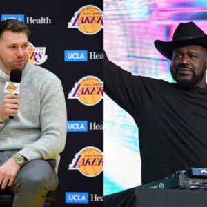 Luka Doncic(L) and Shaquille O'Neal(R)