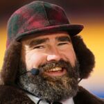 Philadelphia Eagles former player and ESPN commentator Jason Kelce reacts before in a 2025 AFC divisional round game between the Kansas City Chiefs and the Houston Texans at GEHA Field at Arrowhead Stadium.