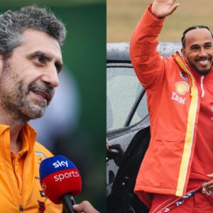 Andrea Stella (L) and Lewis Hamilton (R)