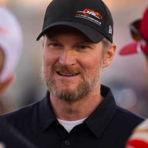 Nov 9, 2024; Avondale, Arizona, USA; NASCAR Xfinity Series team owner Dale Earnhardt Jr during the Championship race at Phoenix Raceway. Mandatory Credit: Mark J. Rebilas-Imagn Images