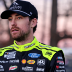Feb 1, 2025; WInston-Salem, North Carolina, USA; NASCAR Cup Series driver Ryan Blaney (12) during practice for the Clash at Bowman Gray at Bowman Gray Stadium. Mandatory Credit: Peter Casey-Imagn Images