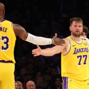 LeBron James and Luka Doncic NBA: Charlotte Hornets at Los Angeles Lakers