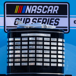 Feb 19, 2024; Daytona Beach, Florida, USA; Detailed view of the Harley J. Earl trophy during the NASCAR Cup Series Daytona 500 at Daytona International Speedway. Mandatory Credit: Mark J. Rebilas-Imagn Images
