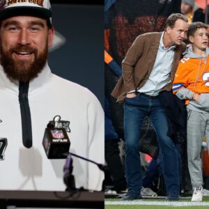 Travis Kelce, Peyton Manning and Marshall Manning