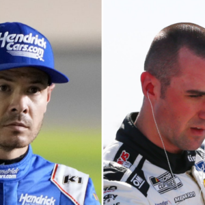 (L-R) NASCAR Cup Series drivers Kyle Larson and Austin Cindric.