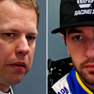 (L-R) NASCAR Cup Series drivers Brad Keselowski and Chase Elliott.