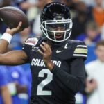 Dec 28, 2024; San Antonio, TX, USA; Colorado Buffaloes quarterback Shedeur Sanders (2) attempts a pass during the first quarter against the Brigham Young Cougars at Alamodome.