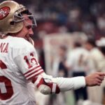 San Francisco 49ers quarterback Joe Montana (16) on the sidelines against the Denver Broncos during Super Bowl XXIV at the Superdome. The 49ers defeated the Broncos 55-10.