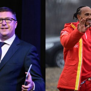 David Croft (L) and Lewis Hamilton (R