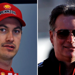 (L-R) NASCAR Cup Series driver Joey Logano with Hendrick Motorsports Vice Chairman Jeff Gordon.