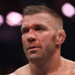 UFC 312 SYDNEY, Dricus Du Plessis of South Africa looks on after retaining his middleweight title against Sean Strickland of United States during the UFC 312 event at Qudos Bank Arena in Sydney, Sunday, February 9, 2025.