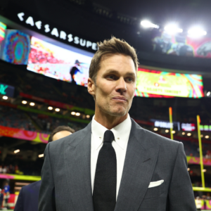 Feb 9, 2025; New Orleans, LA, USA; Tom Brady on the field before Super Bowl LIX between the Philadelphia Eagles and the Kansas City Chiefs at Ceasars Superdome.