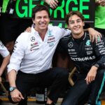 RUSSELL George (gbr), Mercedes AMG F1 Team W15, portrait WOLFF Toto (aut), Team Principal & CEO of Mercedes AMG F1 Team, portrait celebration mechanic, mecanicien, mechanics during the Formula 1 Qatar Airways Austrian Grand Prix 2024, 11th round of the 2024 Formula One World Championship, WM, Weltmeisterschaft from June 28 to 30, 2024 on the Red Bull Ring, in Spielberg, Austria