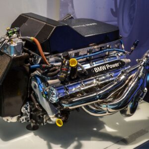 BMW V10 Formula 1 racing engine P84/5 on exhibition of cars display in BMW Museum Munich, Bavaria, Germany