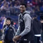 Kenny’s Young Stars forward Jaren Jackson Jr. (13) of the Memphis Grizzlies stands on the court during the NBA All Star-Practice at Oracle Arena.
