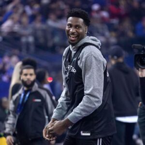 Kenny’s Young Stars forward Jaren Jackson Jr. (13) of the Memphis Grizzlies stands on the court during the NBA All Star-Practice at Oracle Arena.