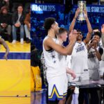 Draymond Green (L), the winners of the NBA Rising Stars challenge (R)