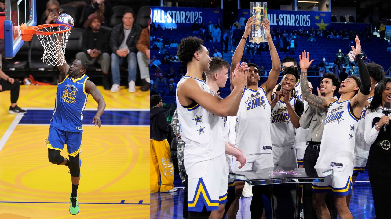 Draymond Green (L), the winners of the NBA Rising Stars challenge (R)
