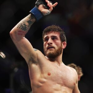 Aleksandre Topuria of Georgia after his win against Colby Thicknesse of Australia in his bantamweight boutduring the UFC 312 event at Qudos Bank Arena in Sydney, Sunday, February 9, 2025. ( !ACHTUNG: NUR REDAKTIONELLE NUTZUNG, KEINE ARCHIVIERUNG UND KEINE BUCHNUTZUNG! SYDNEY NEW SOUTH WALES AUSTRALIA PUBLICATION
